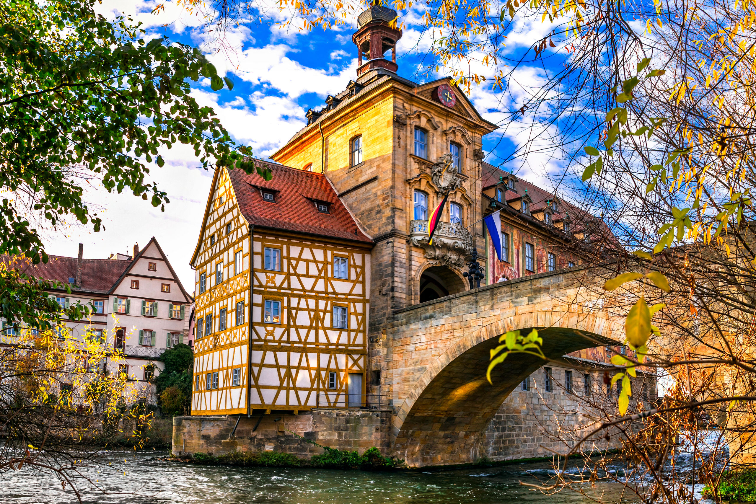 Regnitz River Bridge Town Hall Bamberg