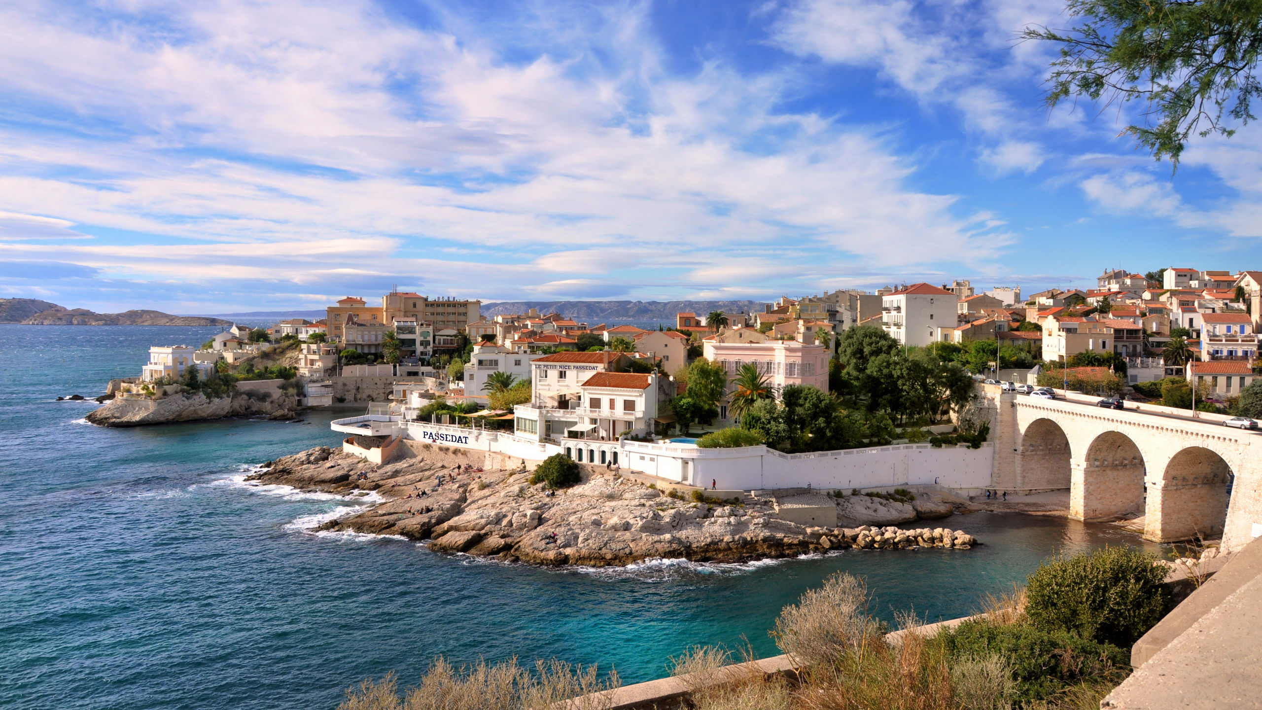 Rocky Coast Town Bridge Marseille