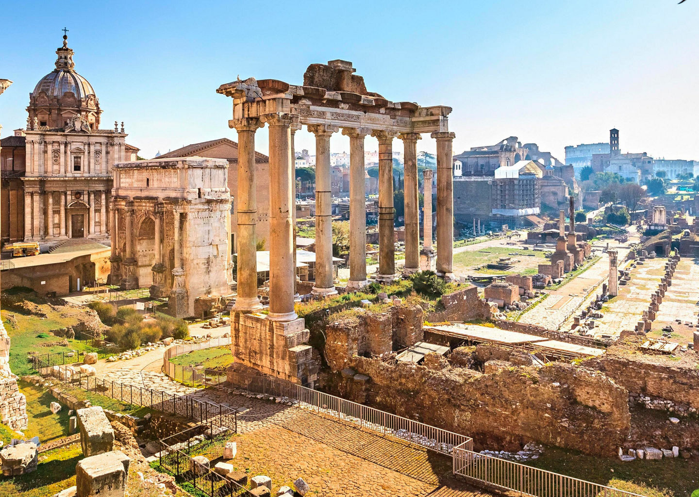 Ancient Roman Forum with Ruins and Columns