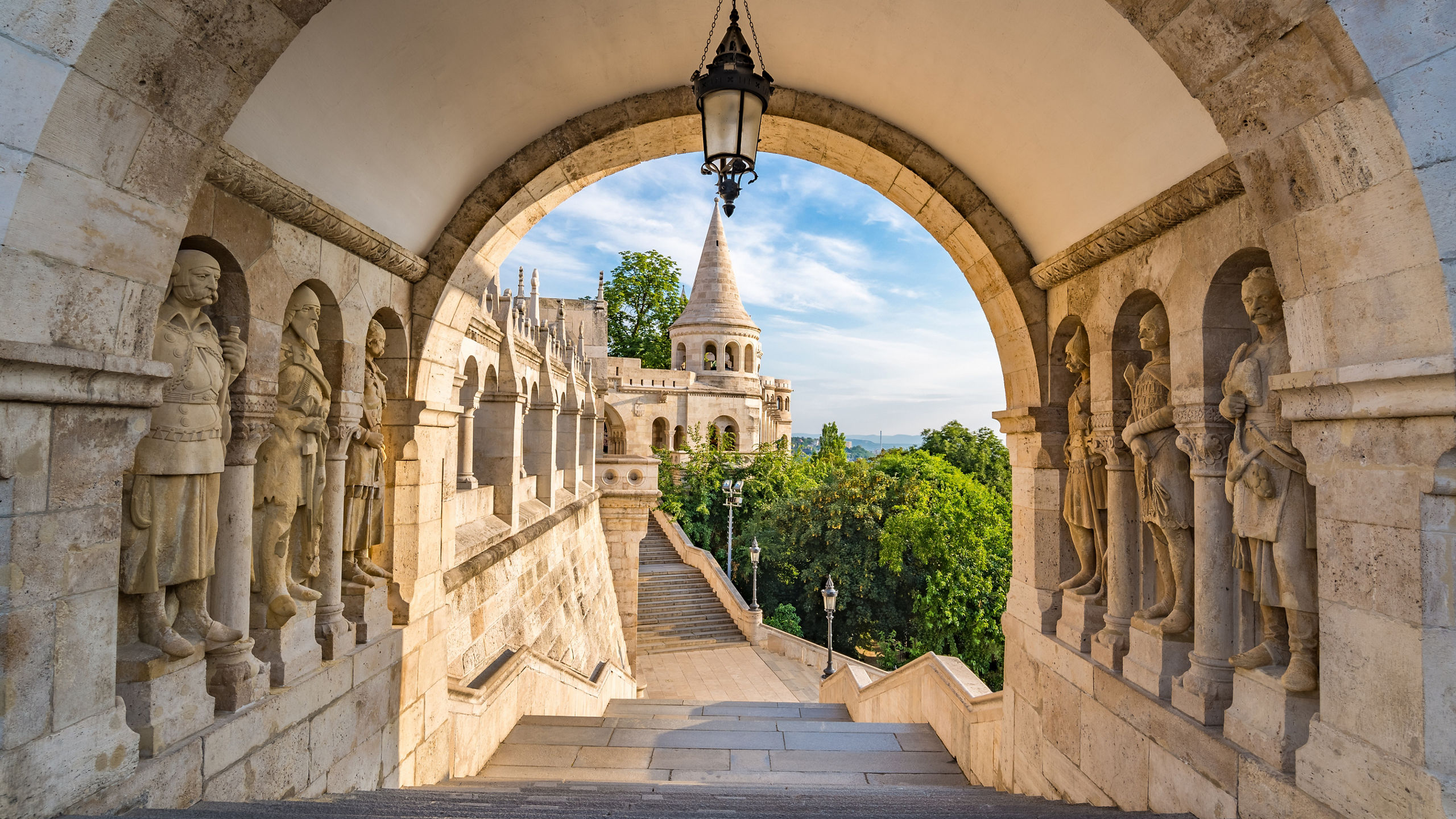 Statues Gate Fishermans Bastion Budapest