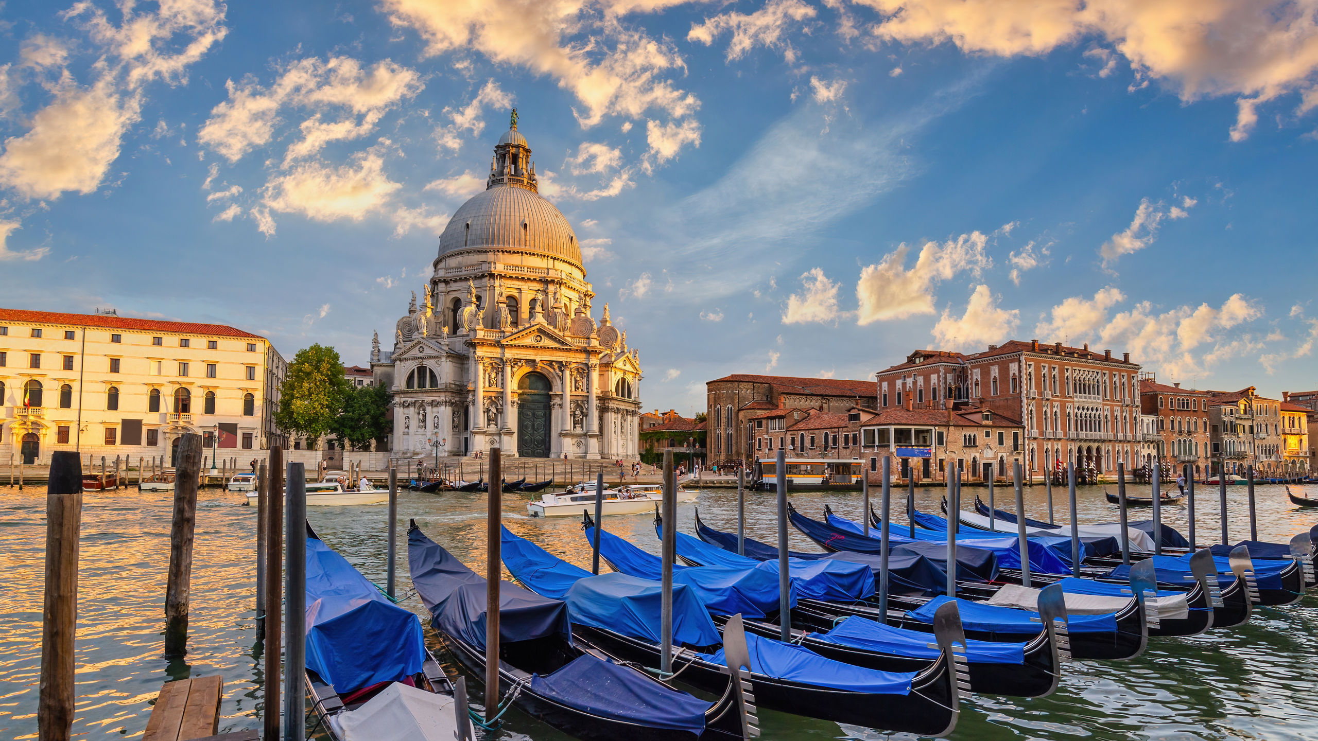 Sunset Grand Canal Basilica Gondolas Venice
