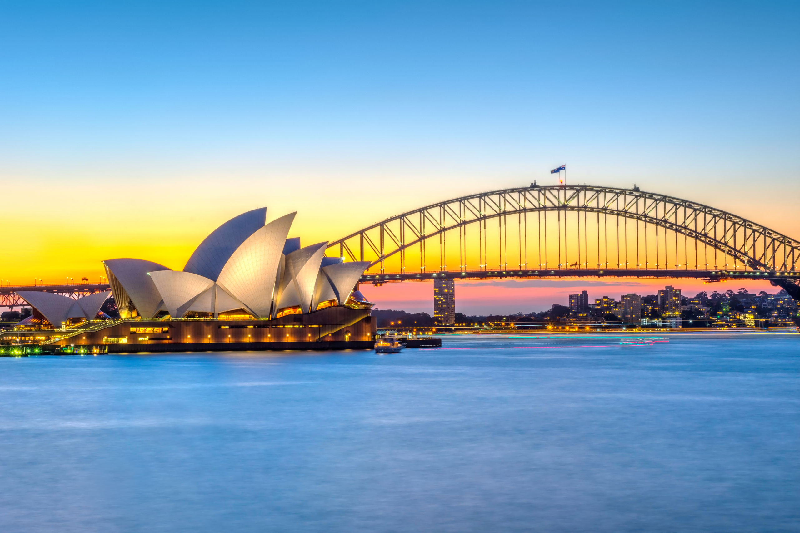 Sunset Harbour Bridge Opera House Sydney