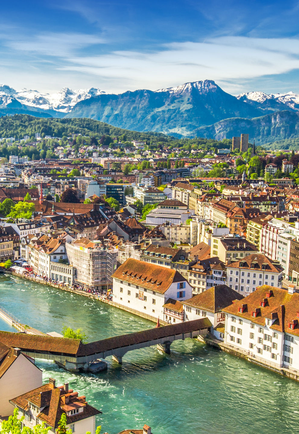 Scenic view of Lucerne with mountains