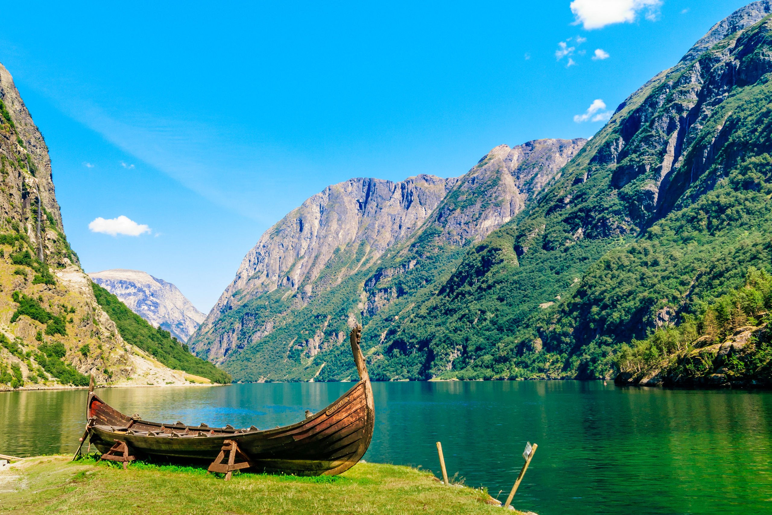 Viking Boat Sognefjord Mountains Flam