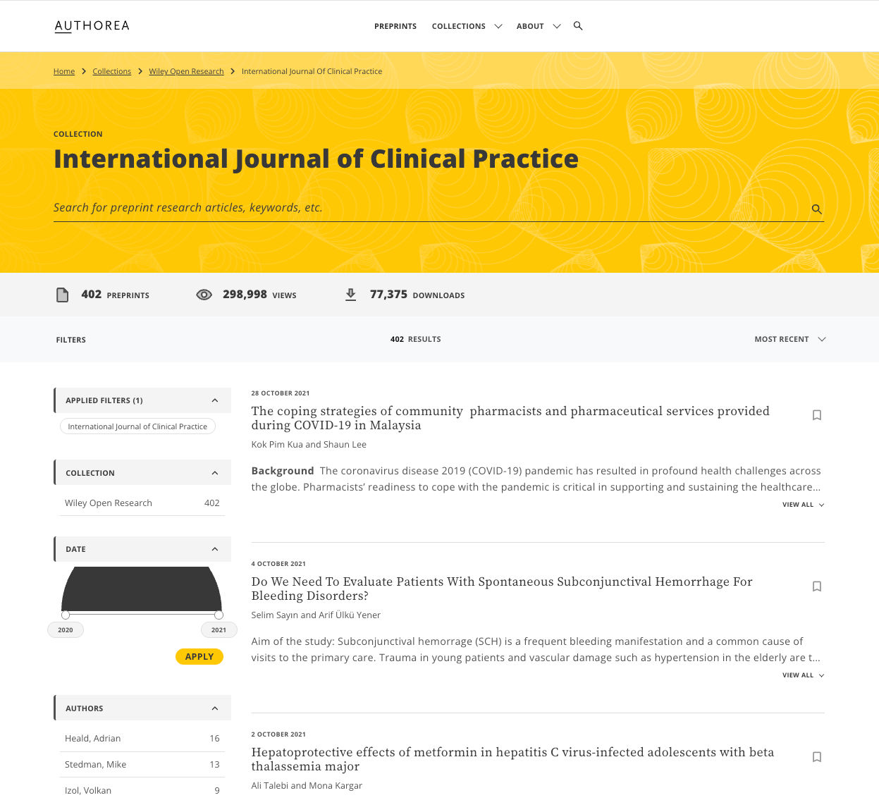 Preprints on Authorea with Wiley’s Under Review Service | Wiley