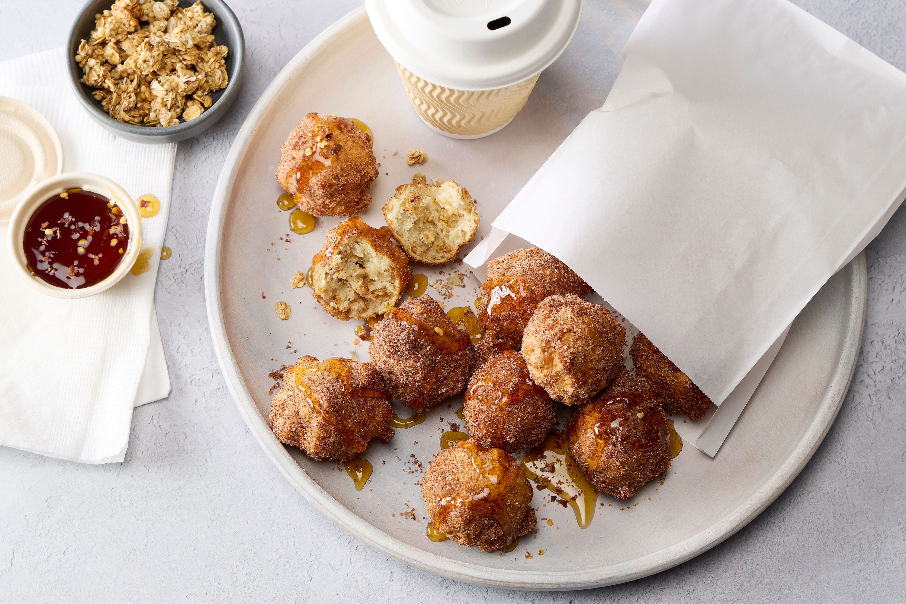 Hot Honey Cider Crunch Donuts