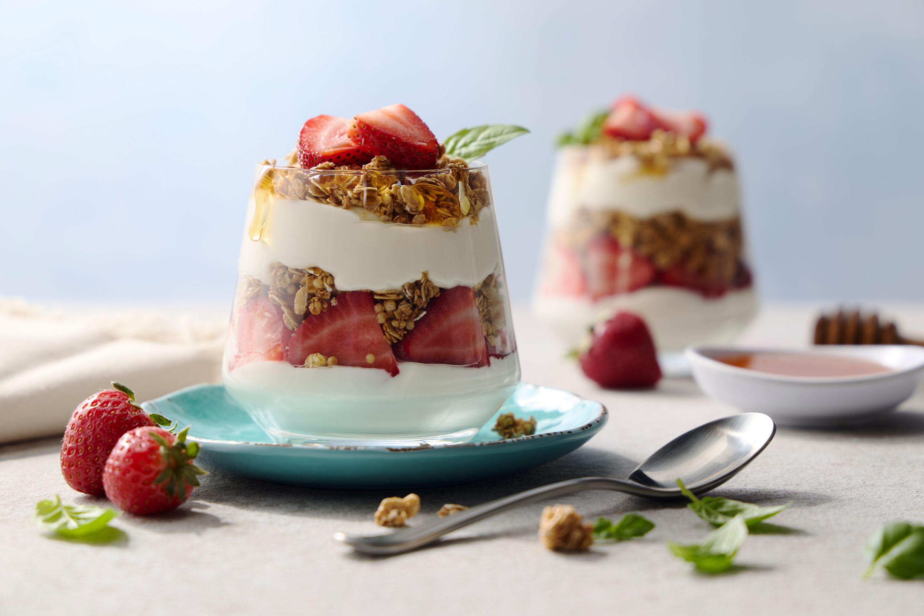 Strawberry Basil Granola Parfait