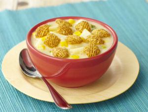 Corn Chowder with Parmesan Croutons
