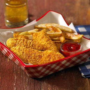 Spicy Chicken Tenders with Potato Wedges
