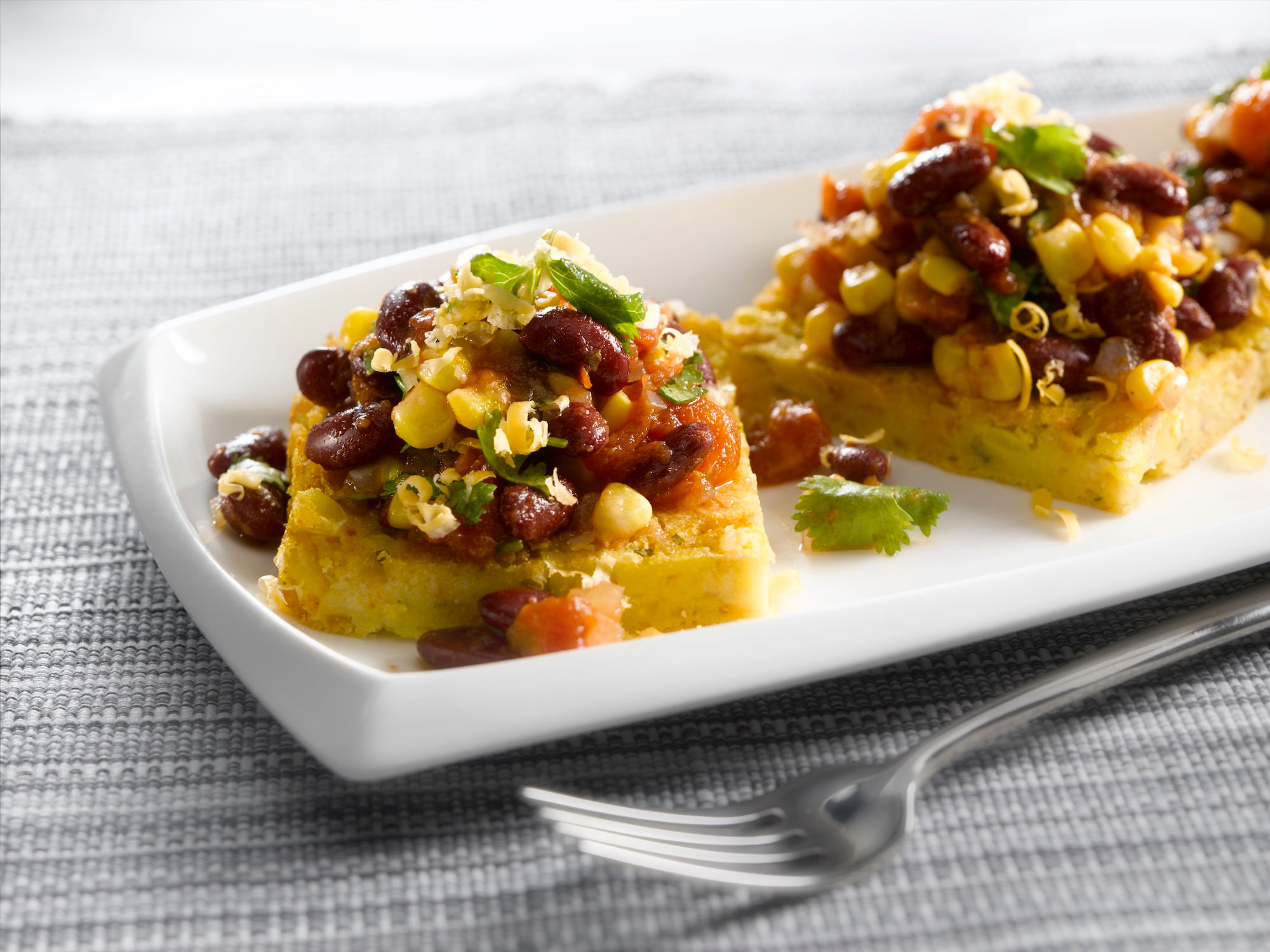 Beans and Salsa over Corn Polenta