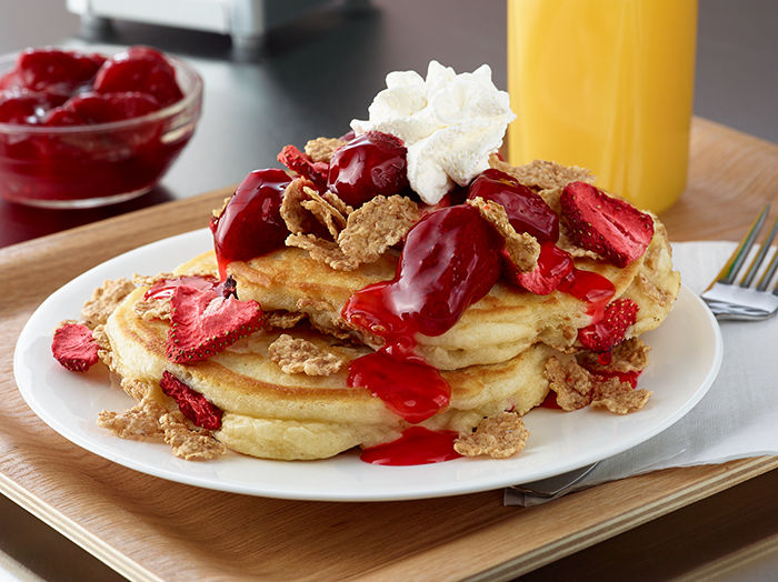 Strawberry Crunch Cereal Pancakes