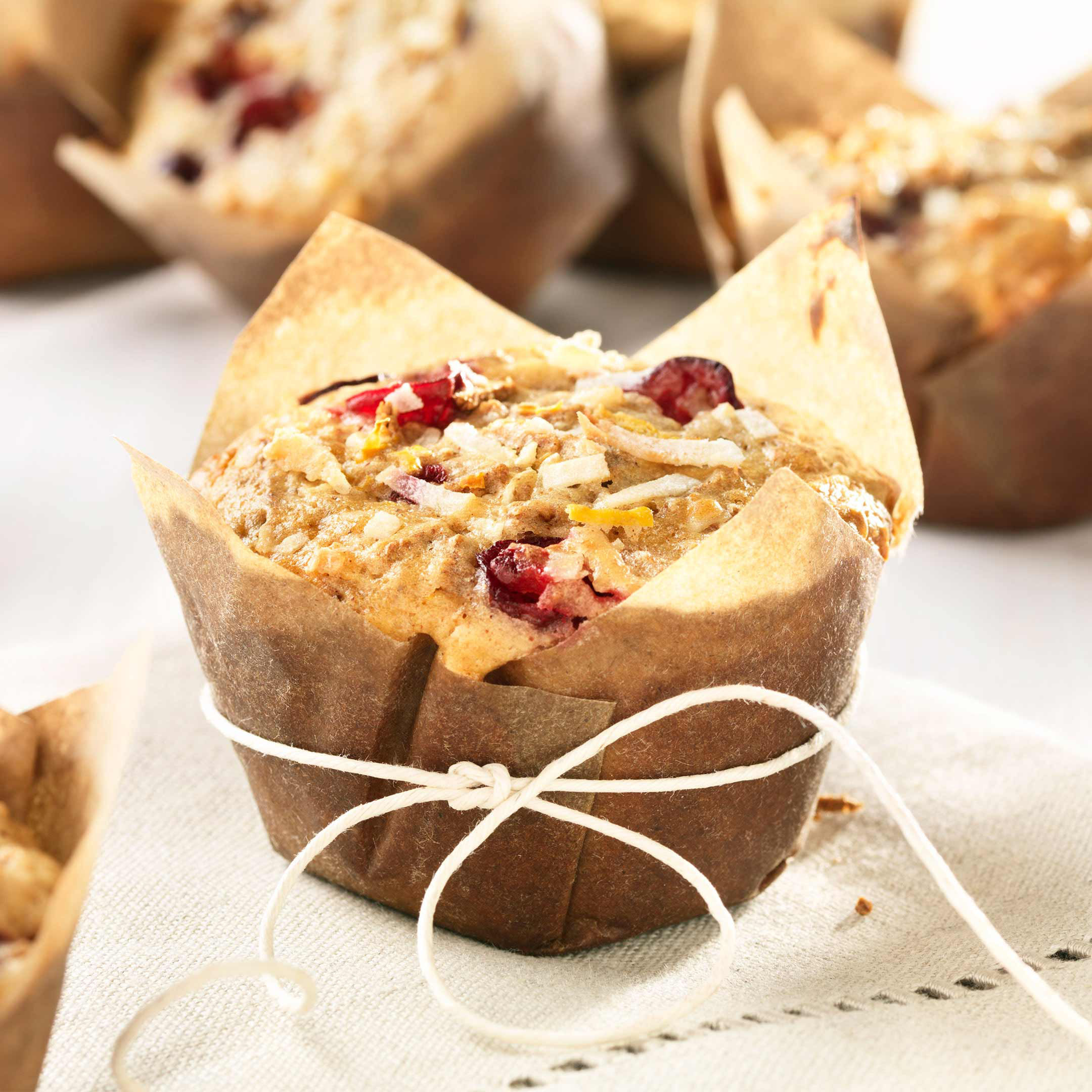 Cranberry Lemon Coconut Bran Muffins