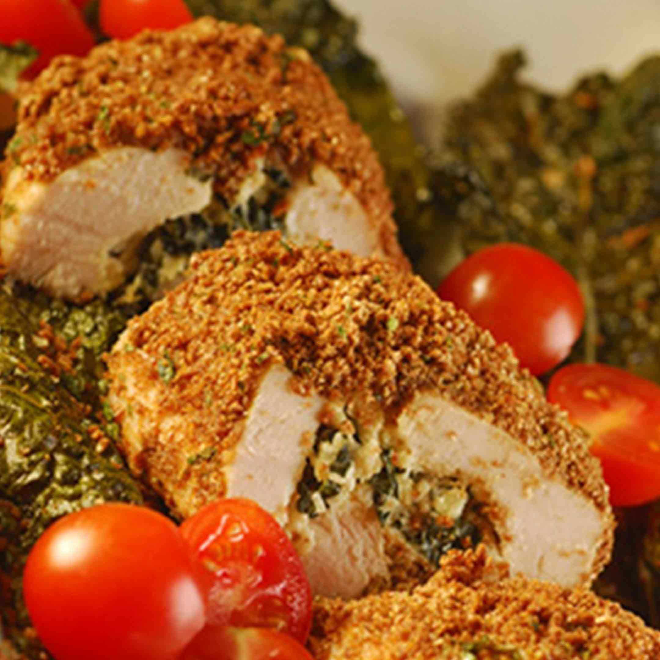 Crunchy Chicken with Ricotta and Kale Filling