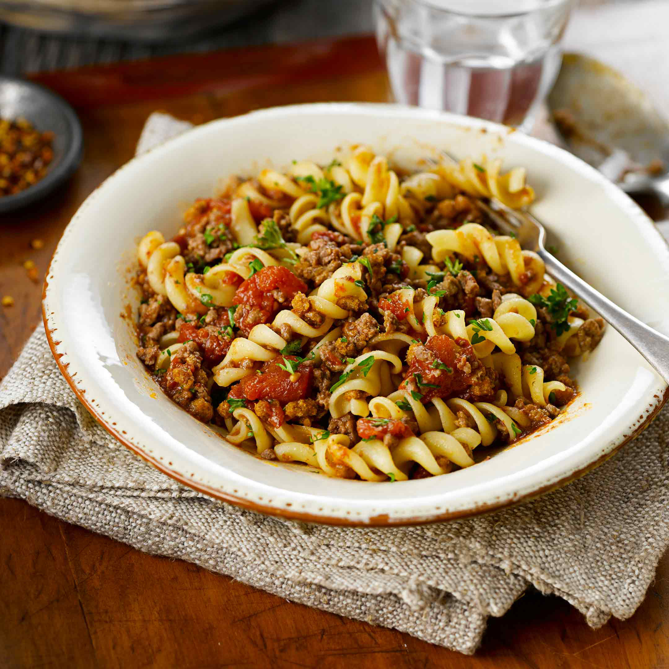 Rotini with Tomato Beef Sauce