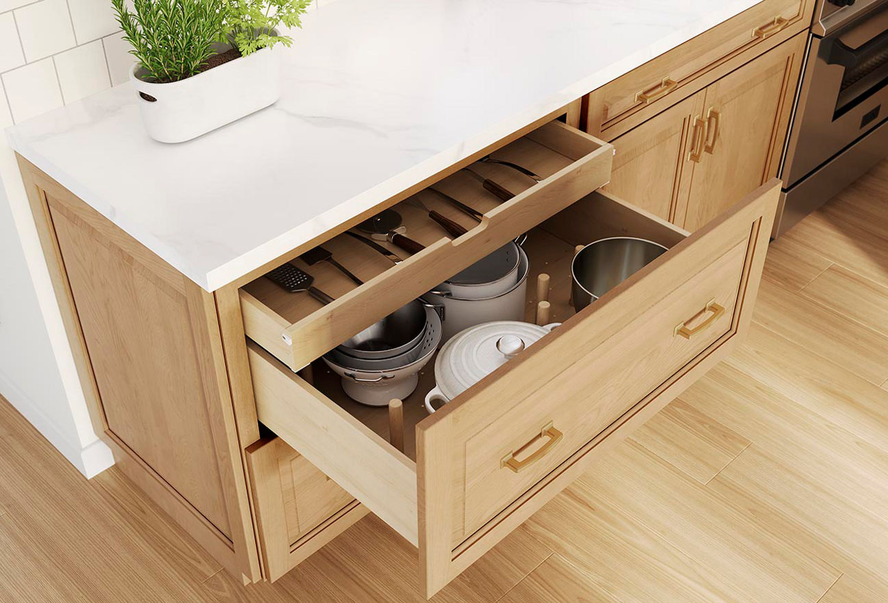 two drawer sliding shelf and peg dish organizer