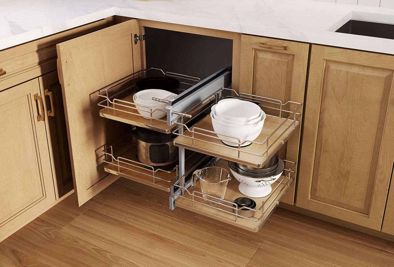 Blind corner base pull-out storage