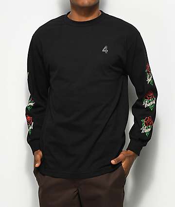 4hunnid La Rosa Black Long Sleeve T Shirt 4hunnid La Rosa Black Long Sleeve T Shirt