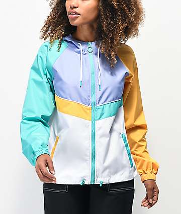 A-Lab Amadi Colorblock Purple, Gold & Green Windbreaker Jacket