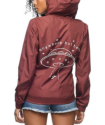 A-Lab Kenlie Far Out Full Zip Burgundy Windbreaker