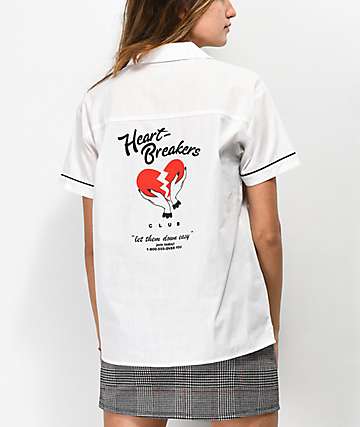 A-Lab Kilo Heartbreaker White Tie Front Button Up Shirt