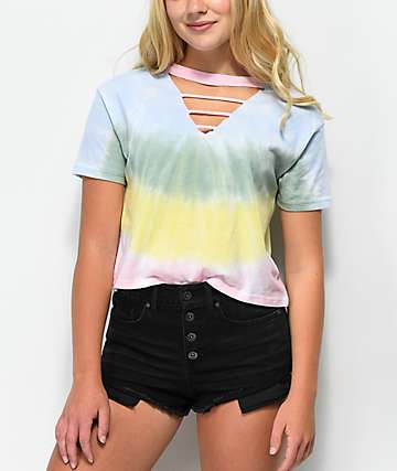 A-Lab Leeandra Cutout Tie Dye Top