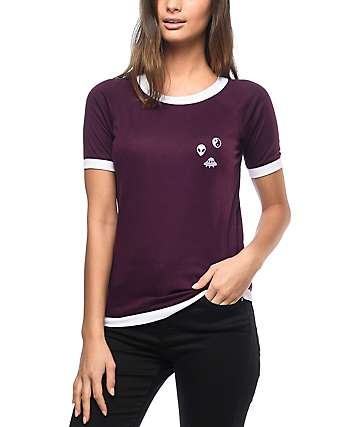 A-Lab Mandy Space Stuff Burgundy Top