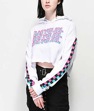 A-Lab Zaira Babygurl Checkerboard Crop Hoodie
