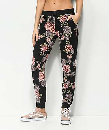 women's floral joggers