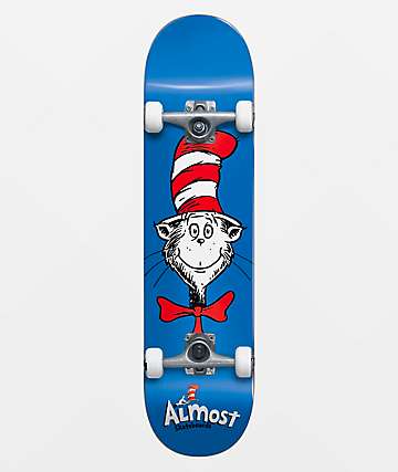 Almost x Dr. Seuss Cat Face Blue 7.875 Skateboard Complete