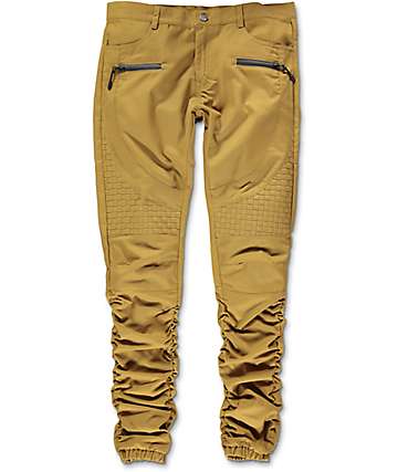 American Stitch Brown Khaki Basket Woven Twill Bungee Jogger Pants