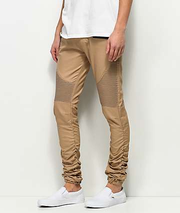 American Stitch Three Zip Khaki Moto Twill Bungee Jogger Pants