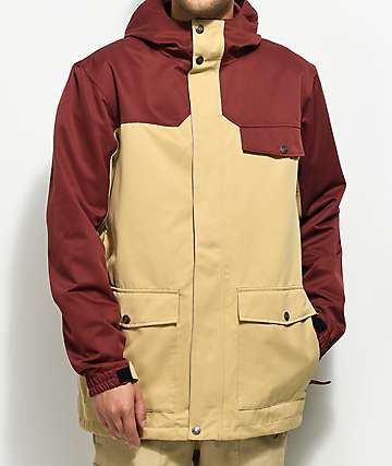 Aperture Wildlife Khaki & Maroon 10K Snowboard Jacket