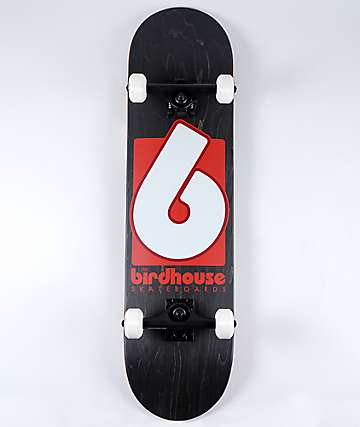 Birdhouse Logo 8.0" Black & Red Skateboard Complete