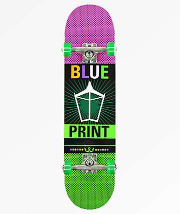 Blueprint Pachinko Purple & Green 7.87" Skateboard Complete