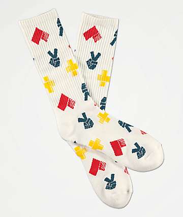 Bobby Tarantino by Logic Peace, Love and Positivity White Crew Socks