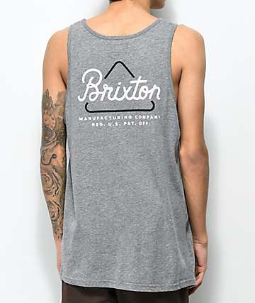 Brixton Newbury camiseta sin mangas en gris jaspeado y blanco