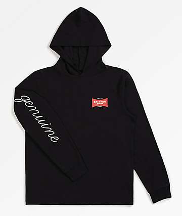 Brixton Ramsey SV Black Hooded Long Sleeve Knit T-Shirt