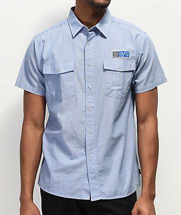 Brixton x Independent Officer Light Blue Short Sleeve Button Up Shirt