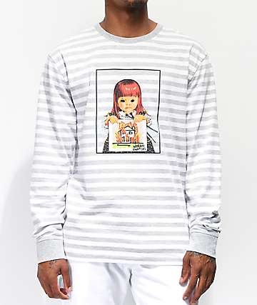 Broken Promises Hellchild Heather Striped Long Sleeve T-Shirt
