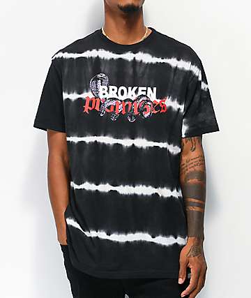 Broken Promises Pressure Black & White Stripe Tie Dye T-Shirt