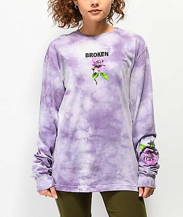 Broken Promises Thornless Purple Washed Long Sleeve T-Shirt
