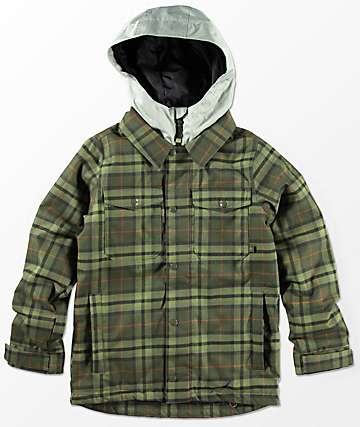 Burton Boys Uproar Forest Night Jackson Plaid 5K Snowboard Jacket