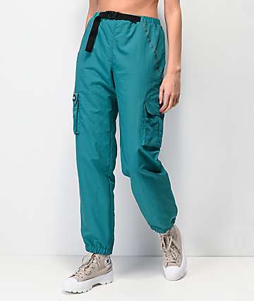 By Samii Ryan Bad Habits Turquoise Crinkle Track Pants