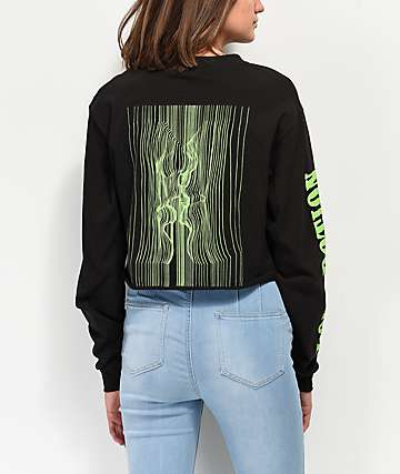 By Samii Ryan Love Potion Black & Neon Green Long Sleeve Crop T-Shirt