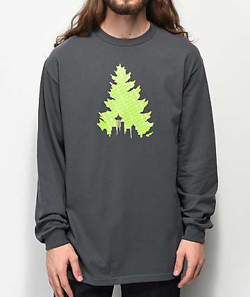 Casual Industrees Johnny Tree Football Asphalt Long Sleeve T-Shirt