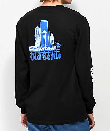 Casual Industrees Old Seattle Black & Blue Long Sleeve T-Shirt