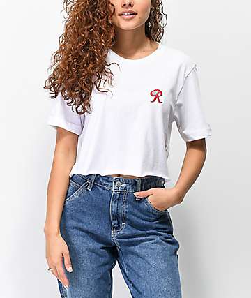 Casual Industrees x Rainier R Embroidery White Crop T-Shirt