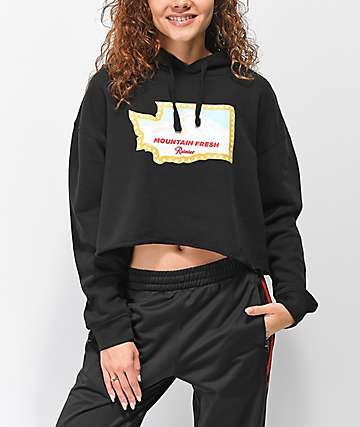 Casual Industrees x Rainier Washington Fresh Black Crop Hoodie