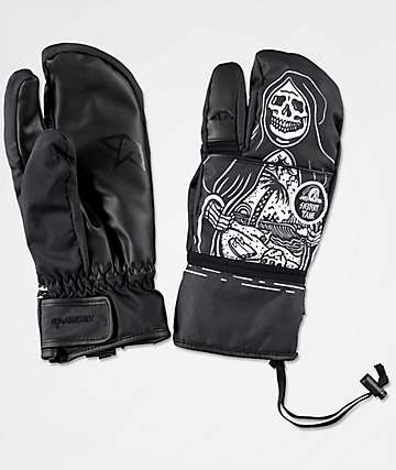Celtek x Sketchy Tank Trippin Trigger mitones de snowboard en negro
