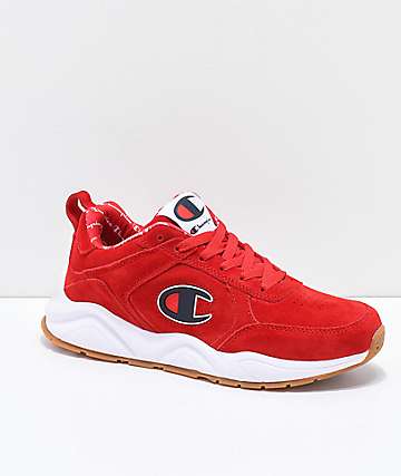 Champion 93 Eighteen Big C zapatos de ante escarlata y blanca